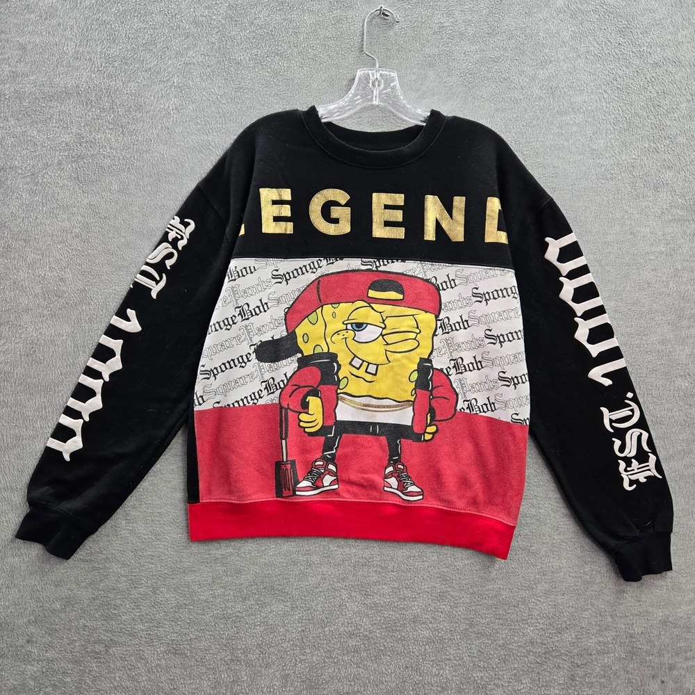 Nickelodeon Women Sweatshirt Medium Black Legend Hip Hop‎ Spongebob Graphic